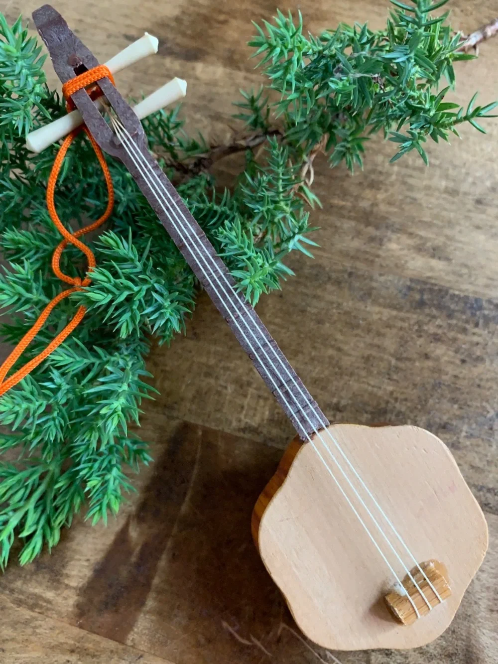 Handmade Bamboo Musical Instrument Ornaments – Set of 4 – Vintage